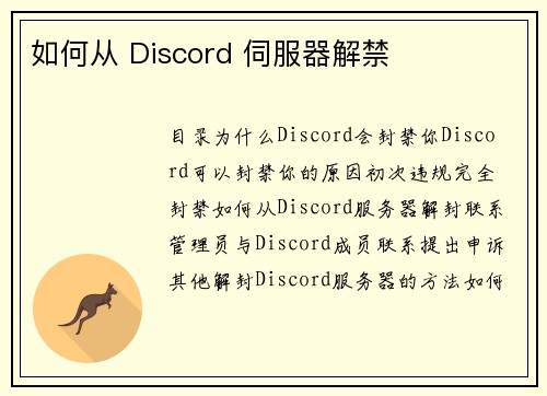 如何从 Discord 伺服器解禁 